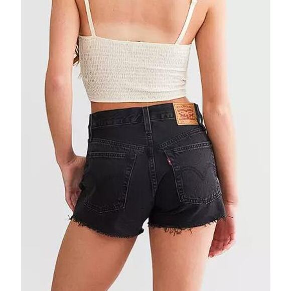 LEVI'S Women's 501 Original Fit High Rise Shorts Size 33 In Black - Picture 4 of 11